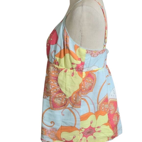 Gap Floral Boho Spaghetti Strap Camisole Top - Light Blue And Yello - Picture 5 of 7